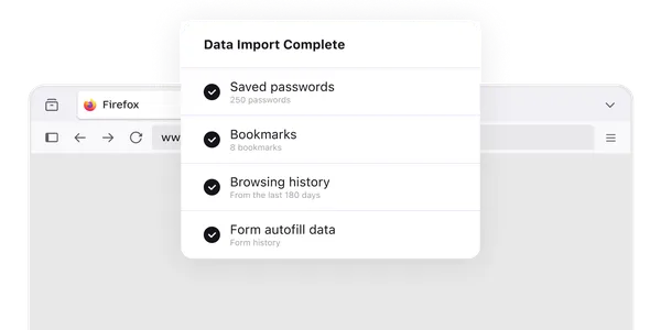 Firefox 数据导入完成界面局部